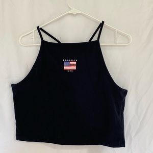Brooklyn NYC Navy Blue Tank Top With American Flag